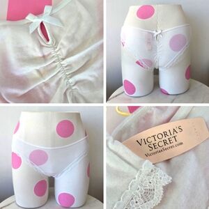 Victoria's Secret VTG White Modal Lace Cheeky Panty NWT Keyhole Ruching Scrunch